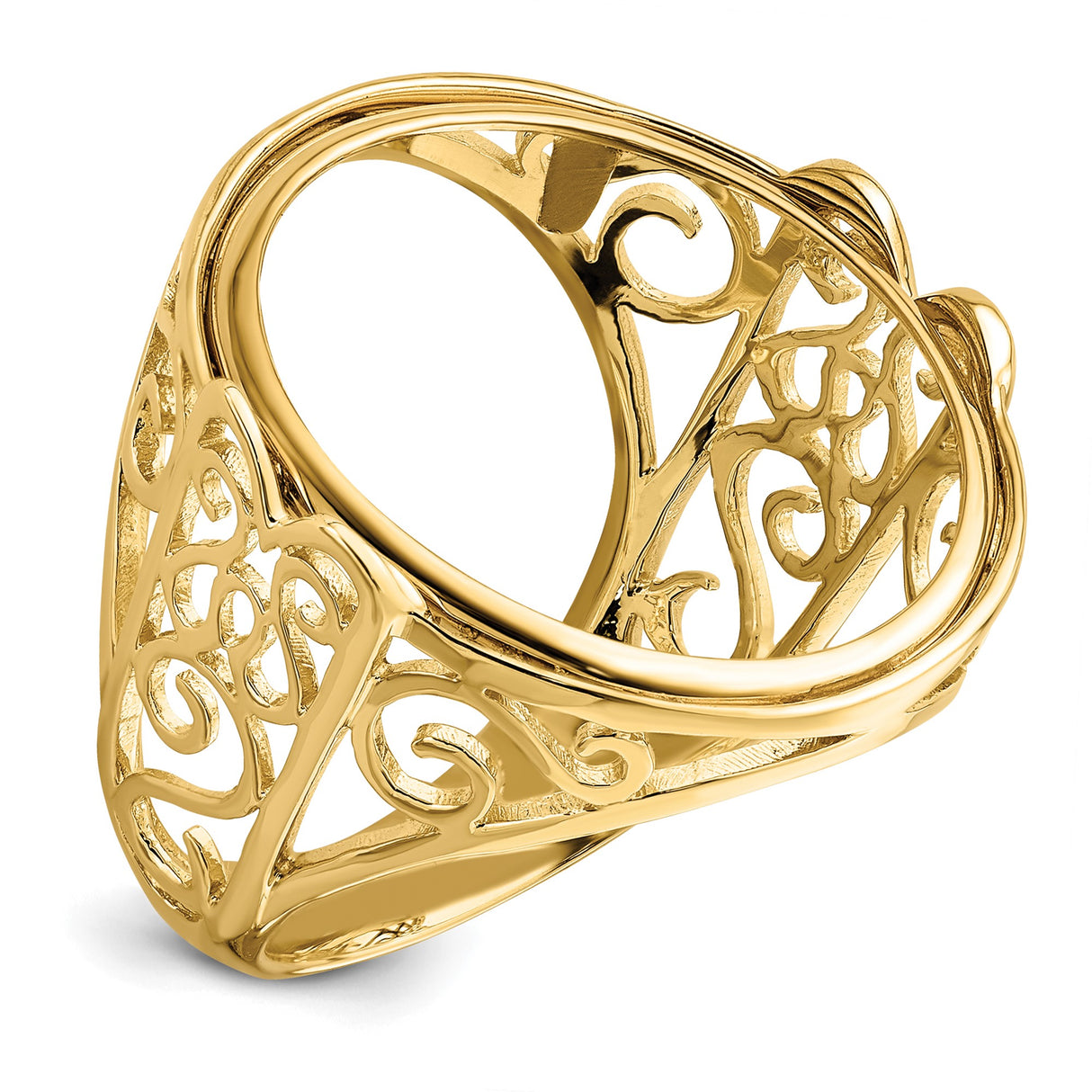 22 mm 14k Yellow Gold coin bezel ring for South African Krugerrand