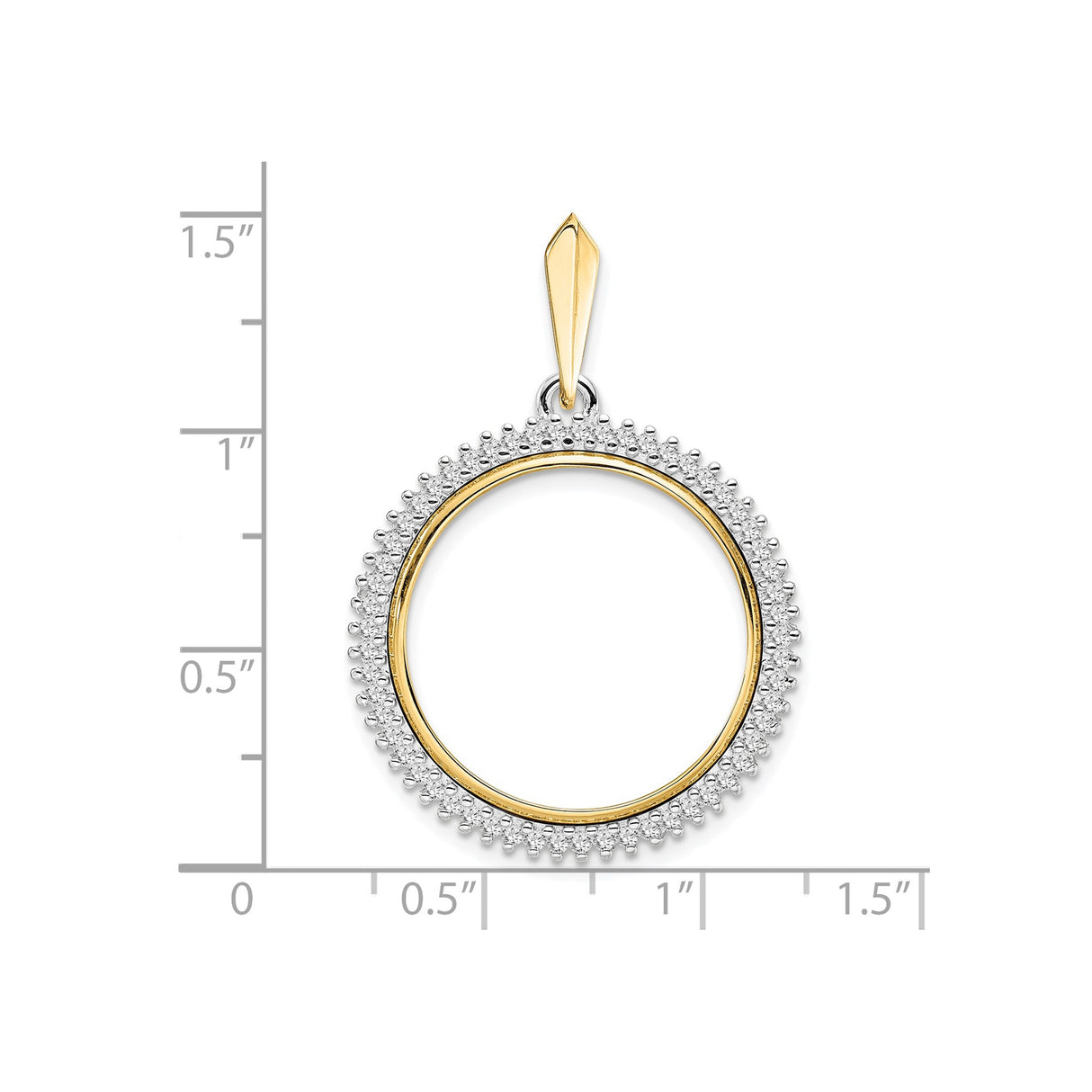 22 mm 14k Multi-Tone Gold coin bezel for South African Krugerrand β size reference (ruler)