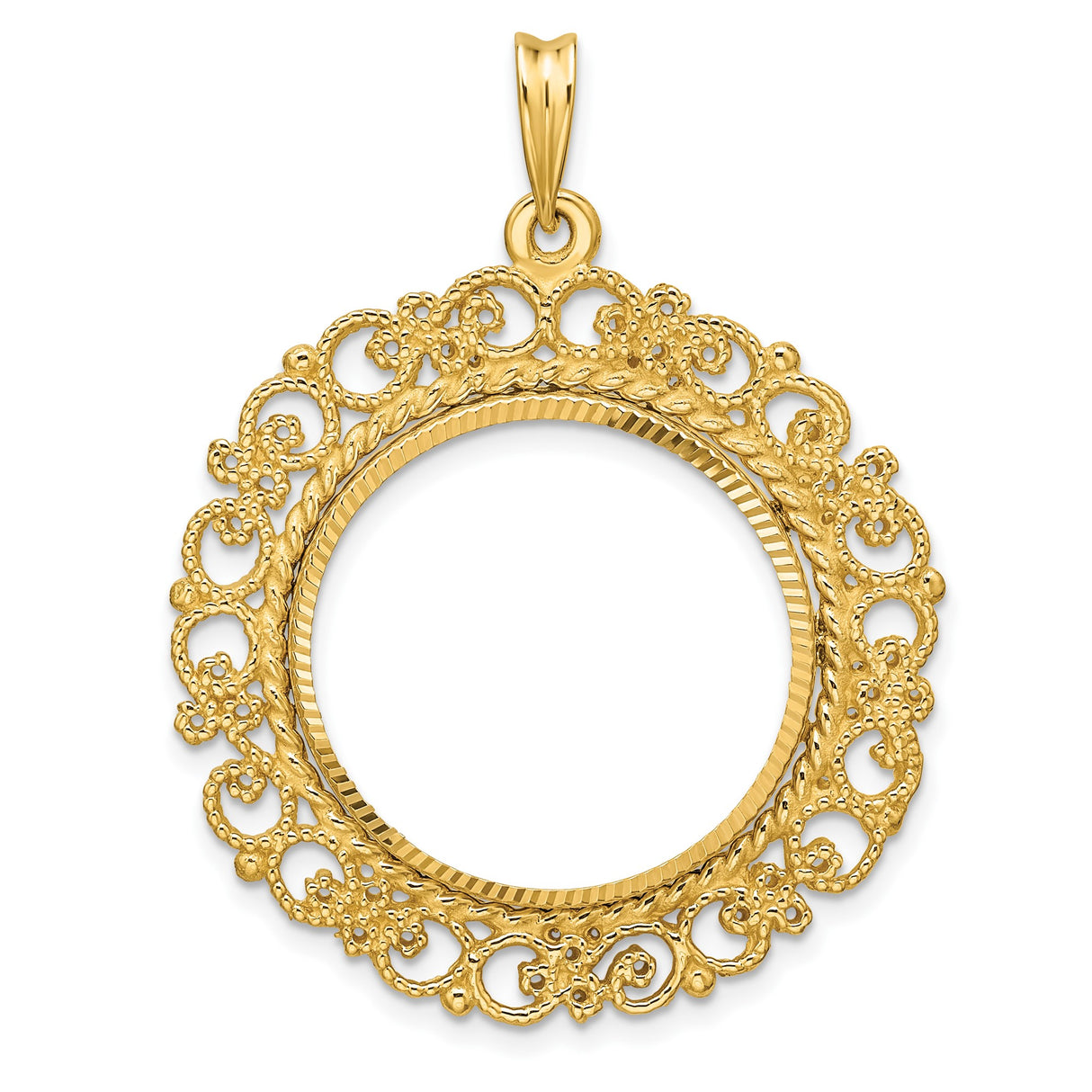 22 mm 14k Yellow Gold coin bezel for South Africian 2 Rand Rand