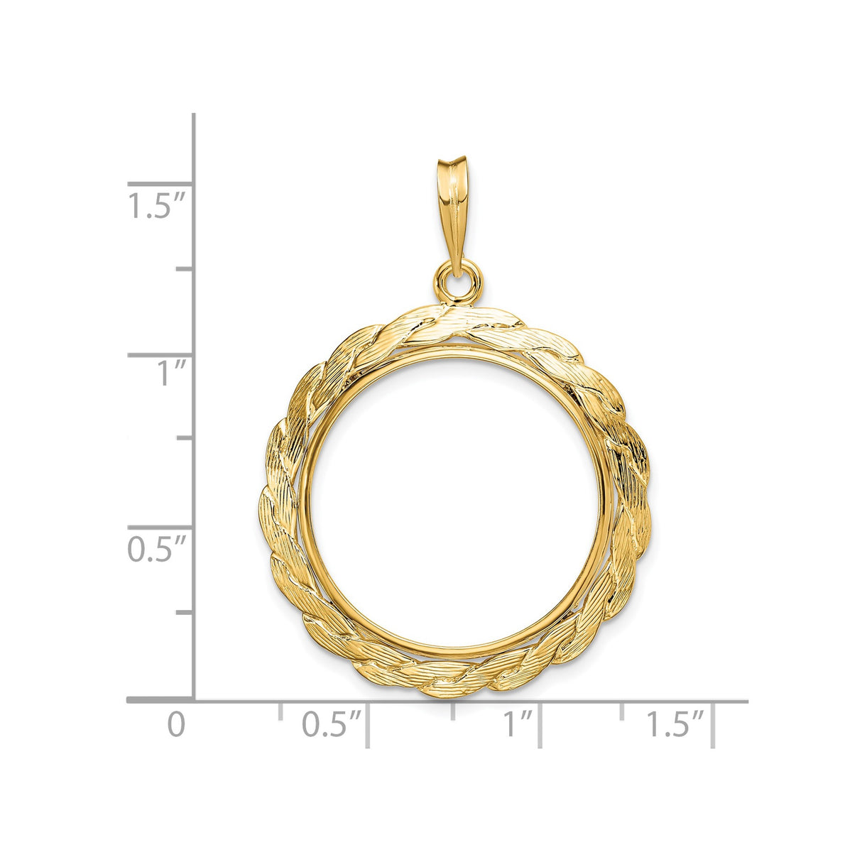 22 mm 14k Yellow Gold coin bezel for South Africian 2 Rand Rand — size reference (ruler)
