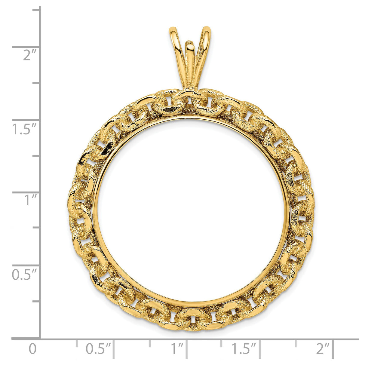 33 mm 14k Yellow Gold coin bezel for UK £100 Britannia — size reference (ruler)