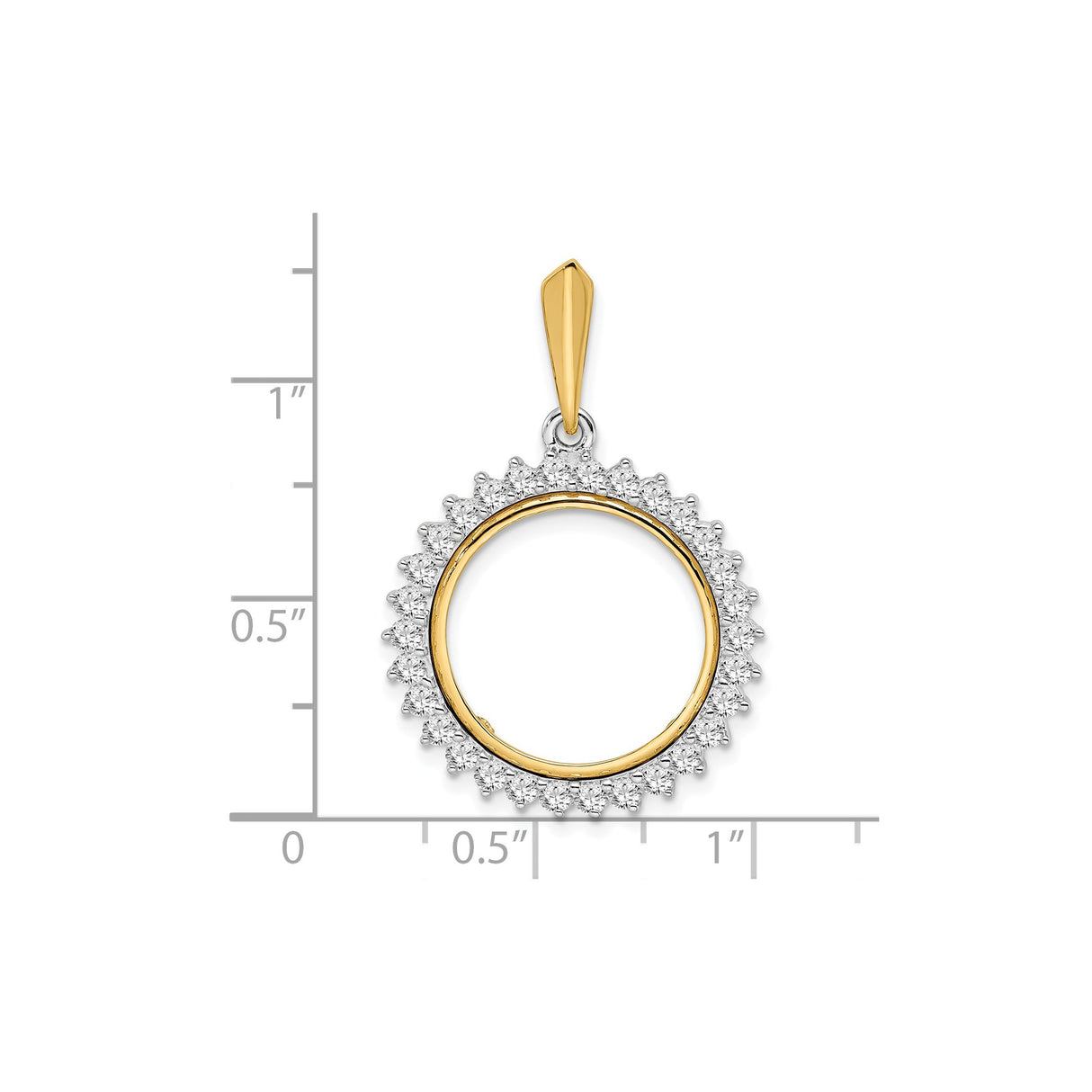 17 mm 14k Multi-Tone Gold coin bezel for UK £10 Britannia — size reference (ruler)