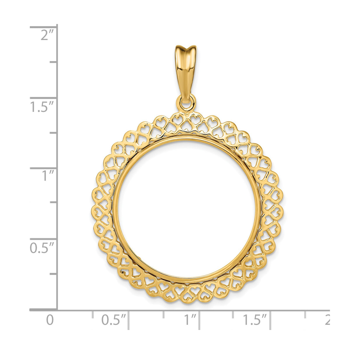 27 mm 14k Yellow Gold coin bezel for UK £50 Britannia — size reference (ruler)