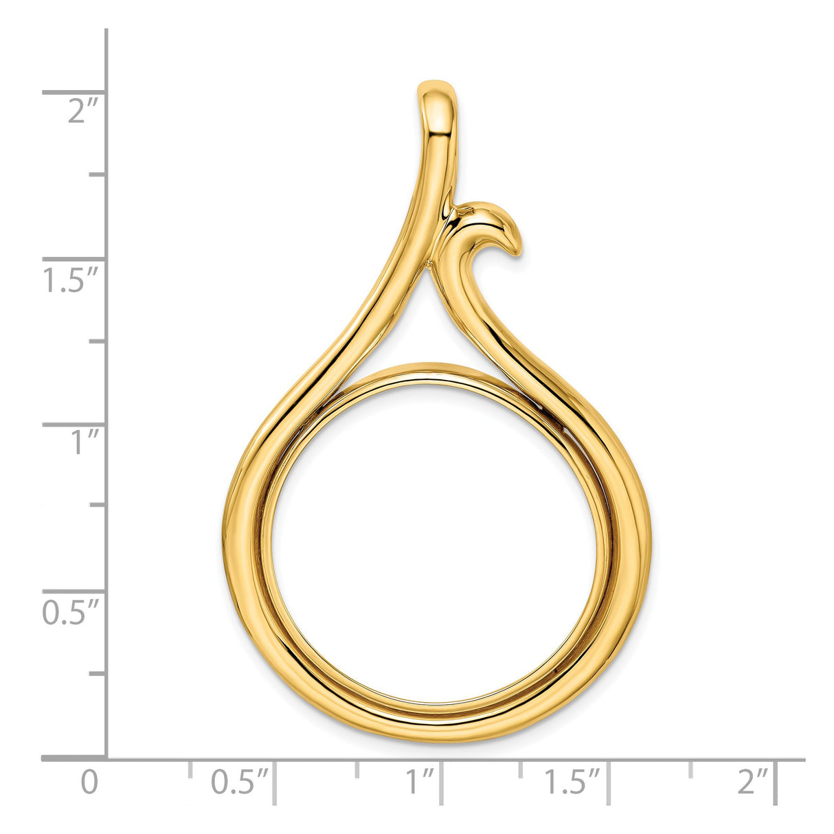 27 mm 14k Yellow Gold coin bezel for UK £50 Britannia — size reference (ruler)
