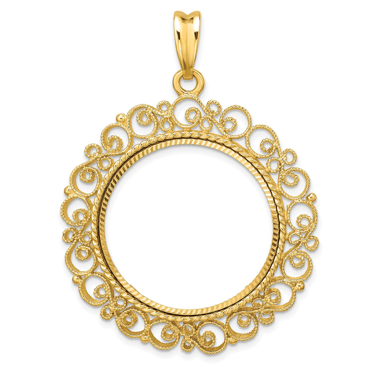 27 mm 14k Yellow Gold coin bezel for UK £50 Britannia