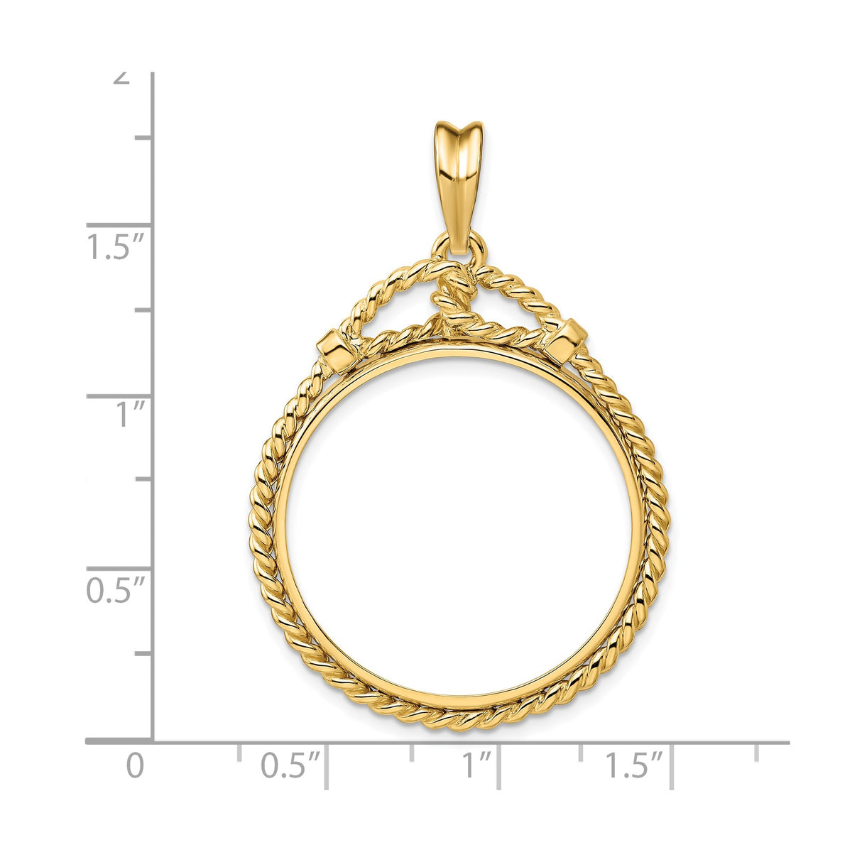 27 mm 14k Yellow Gold coin bezel for UK £50 Britannia — size reference (ruler)
