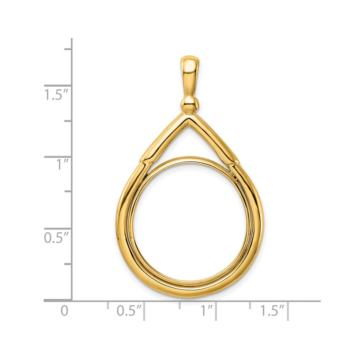 22 mm 14k Yellow Gold coin bezel for UK £25 Britannia — size reference (ruler)