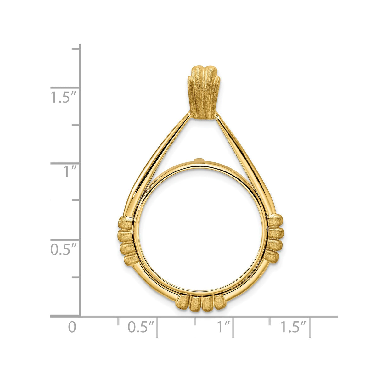 22 mm 14k Yellow Gold coin bezel for UK £25 Britannia — size reference (ruler)