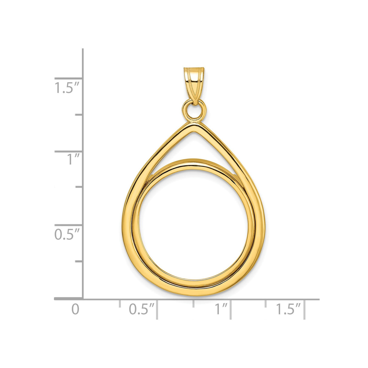 22 mm 14k Yellow Gold coin bezel for UK £25 Britannia — size reference (ruler)