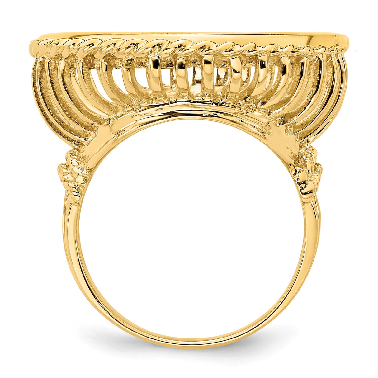 22 mm 14k Yellow Gold coin bezel ring for UK £25 Britannia — alternate view