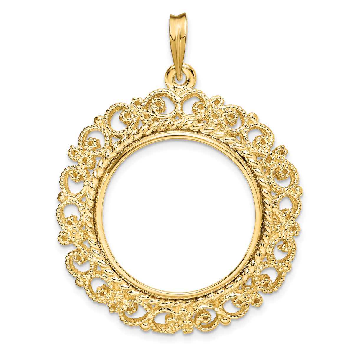 22 mm 14k Yellow Gold coin bezel for UK £1 Sovereign