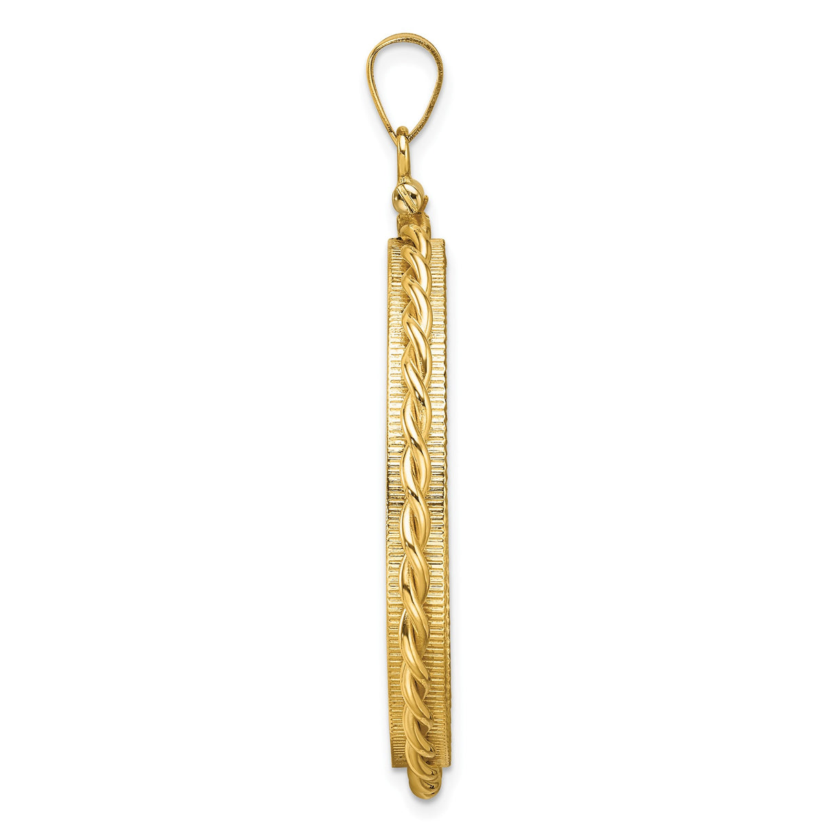 33 mm 14k Yellow Gold coin bezel pendant for US $50 American Buffalo — alternate view