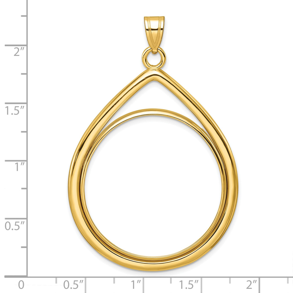 33 mm 14k Yellow Gold coin bezel pendant for US $50 American Eagle — size reference (ruler)