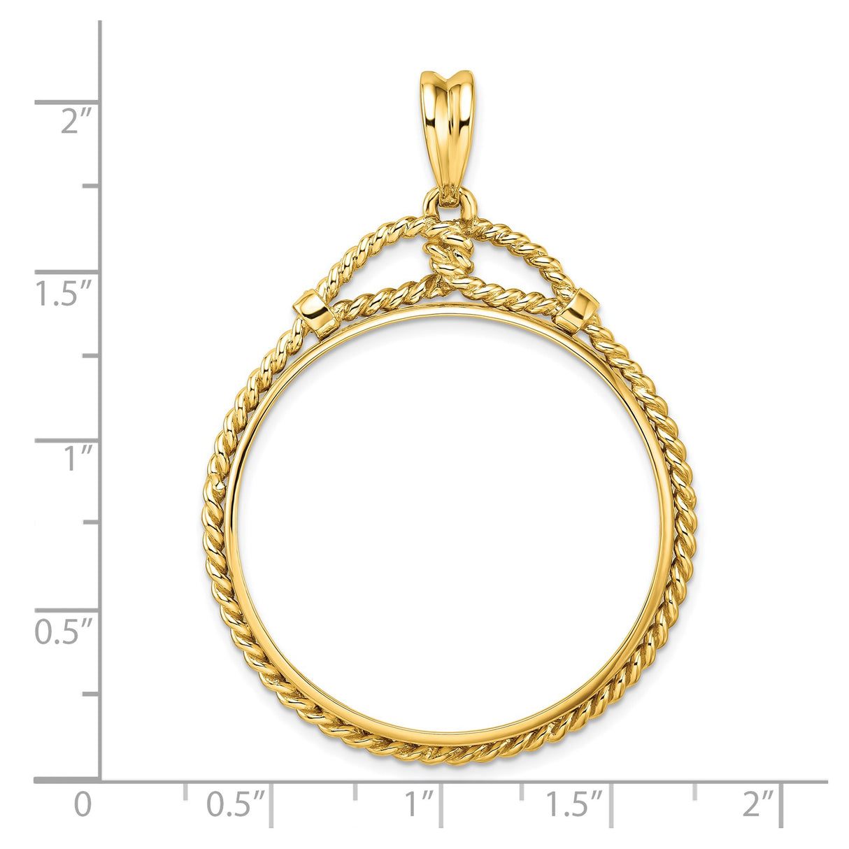 33 mm 14k Yellow Gold coin bezel pendant for US $50 American Eagle — size reference (ruler)