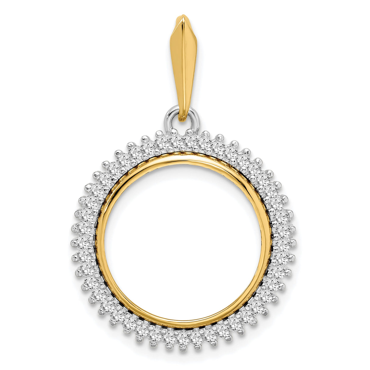 17 mm 14k Multi-Tone Gold coin bezel pendant for US $5 American Buffalo