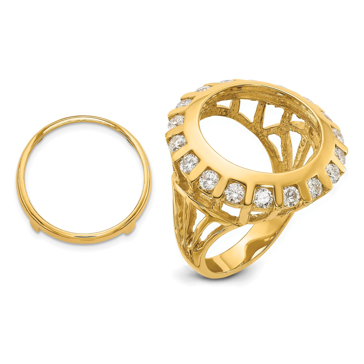 17 mm 14k Yellow Gold coin bezel ring for US $5 American Buffalo β additional image