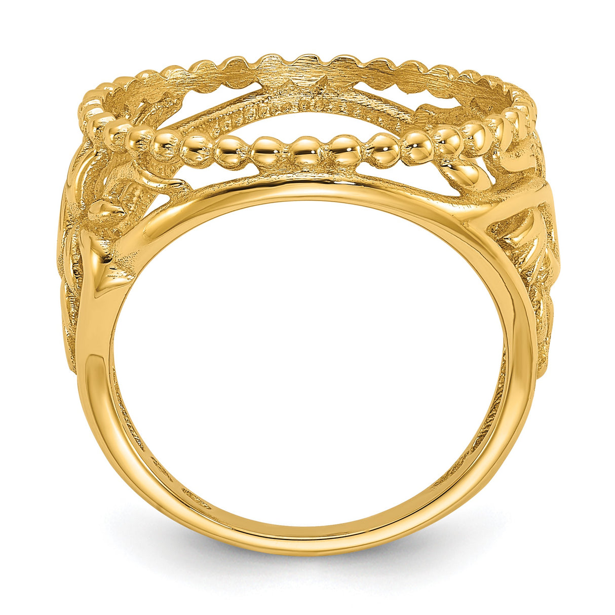 17 mm 14k Yellow Gold coin bezel ring for US $5 American Eagle — alternate view