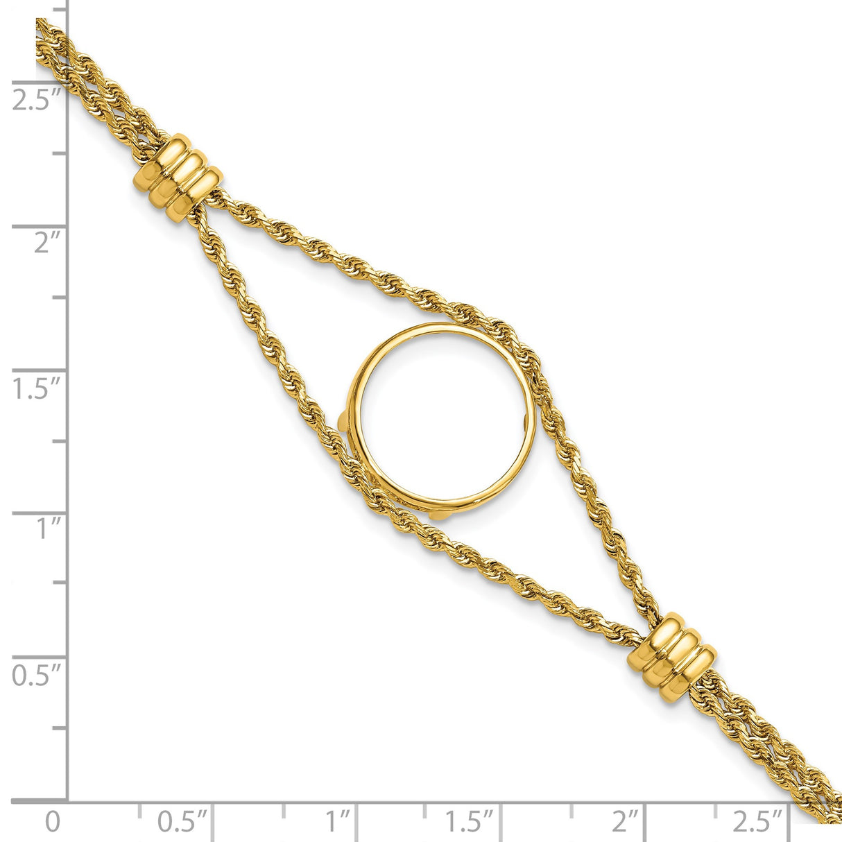17 mm 14k Yellow Gold coin bezel bracelet for US $10 American Eagle Platinum β size reference (ruler)