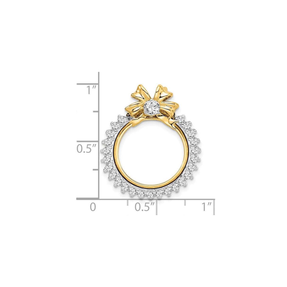 17 mm 14k Multi-Tone Gold coin bezel pendant for US $10 American Eagle Platinum β size reference (ruler)