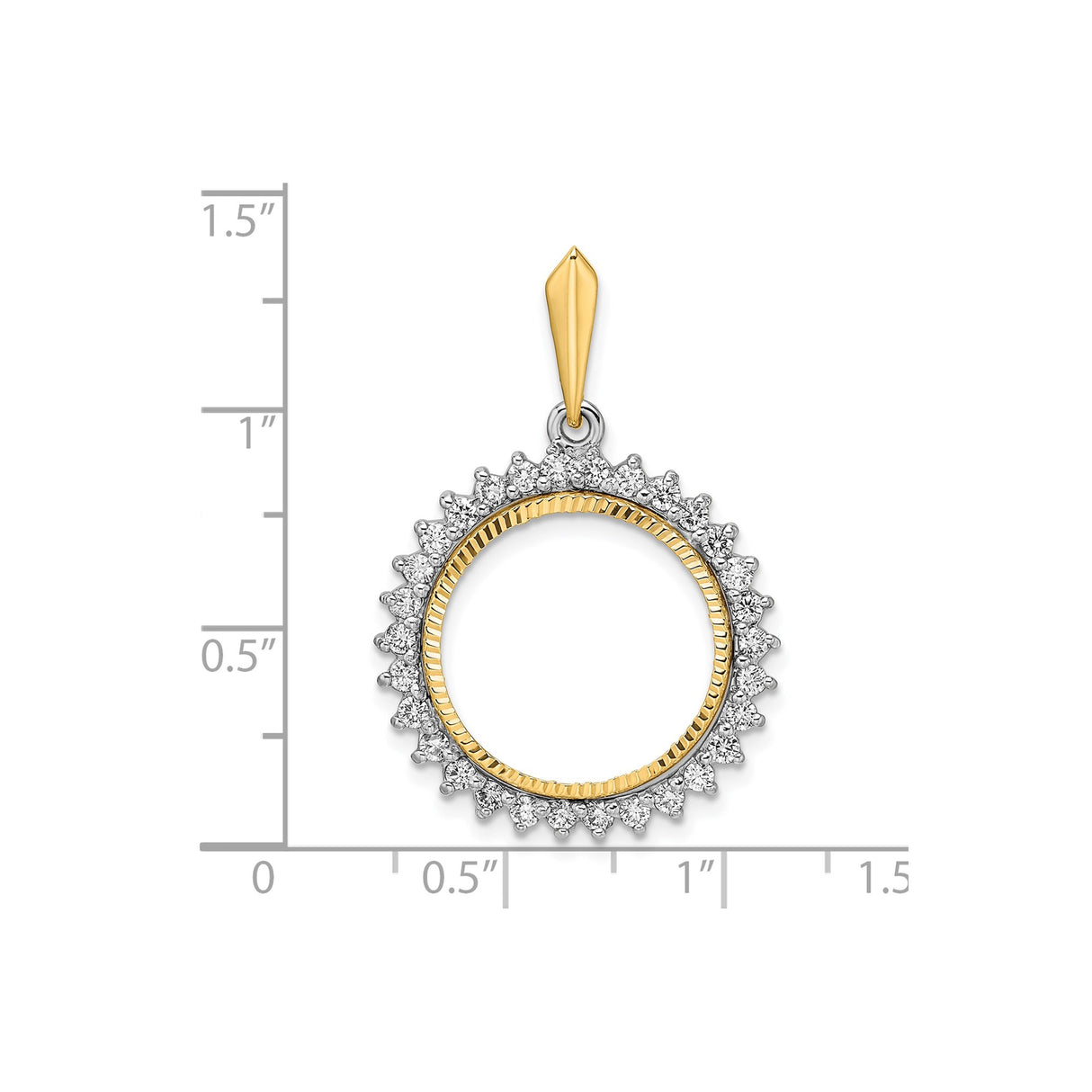 17 mm 14k Multi-Tone Gold coin bezel pendant for US $10 American Eagle Platinum β size reference (ruler)