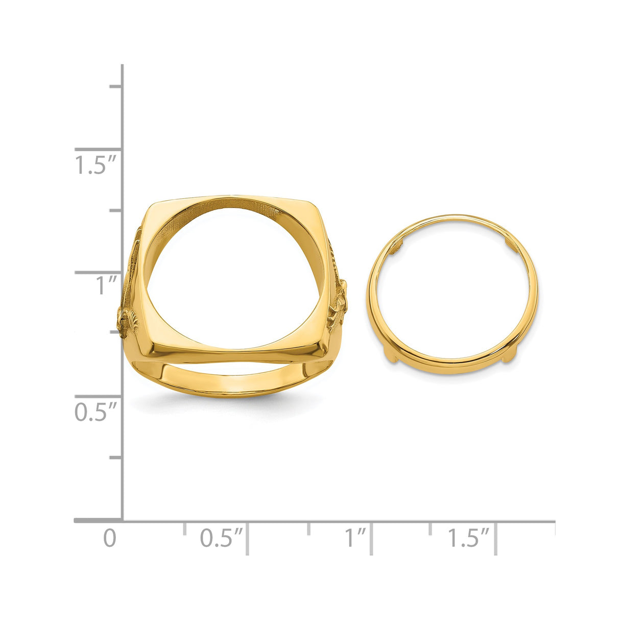 17 mm 14k Yellow Gold coin bezel ring for US $10 American Eagle Platinum β size reference (ruler)