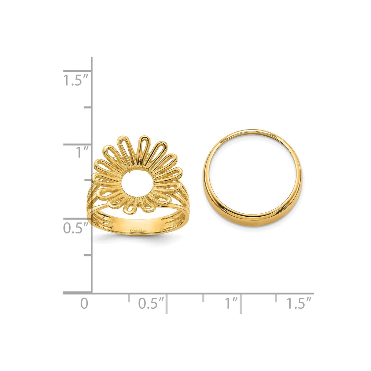 17 mm 14k Yellow Gold coin bezel ring for US $10 American Eagle Platinum β size reference (ruler)