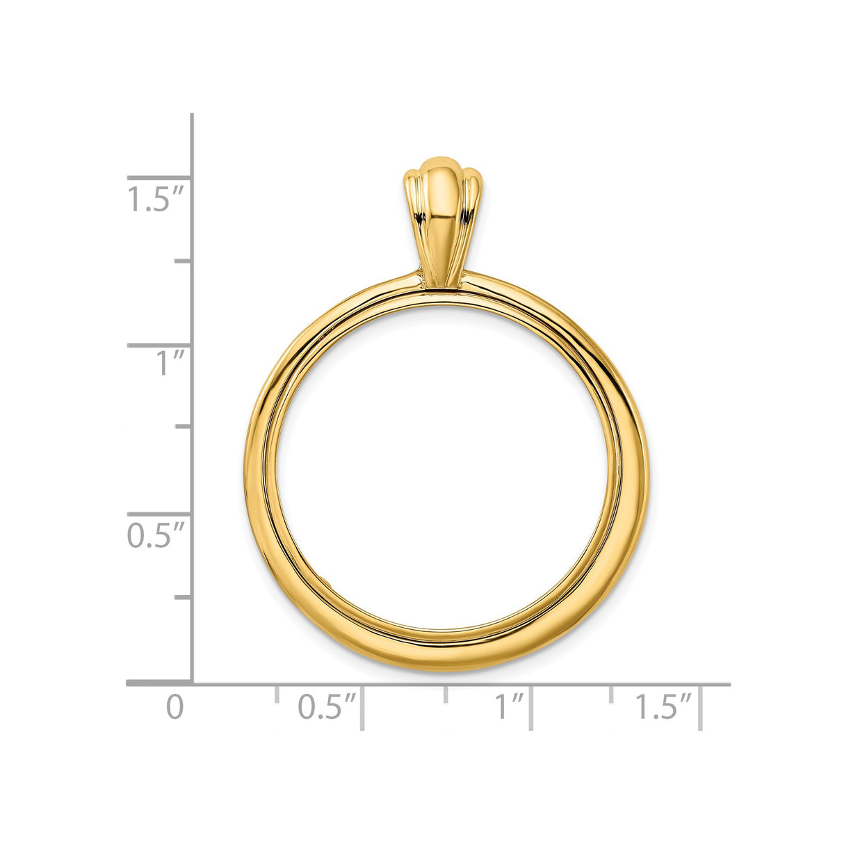 27 mm 14k Yellow Gold coin bezel pendant for US $25 American Buffalo — size reference (ruler)