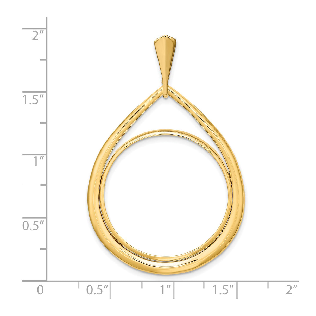 27 mm 14k Yellow Gold coin bezel pendant for US $25 American Eagle β size reference (ruler)