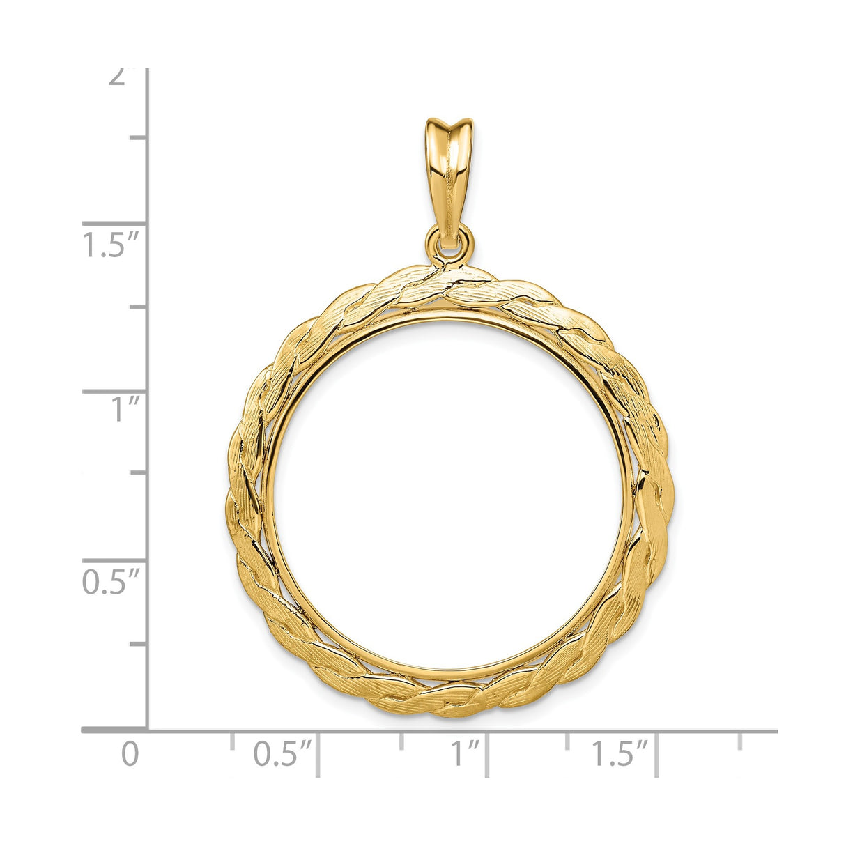28 mm 14k Yellow Gold coin bezel pendant for US Frank Lloyd Wright — size reference (ruler)