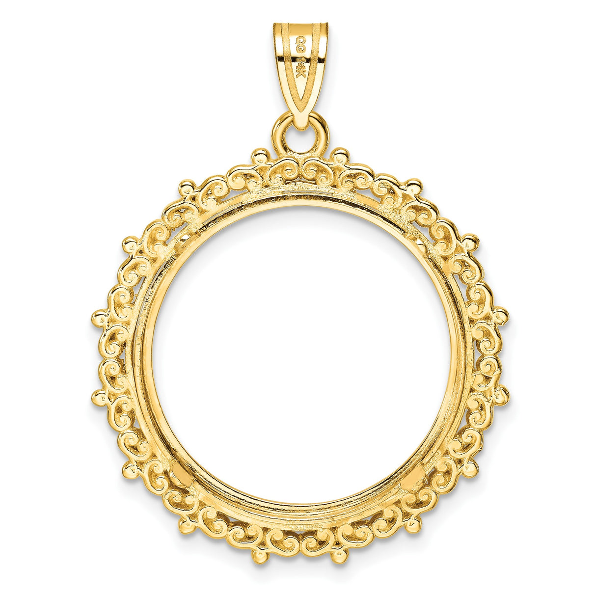 22 mm 14k Yellow Gold coin bezel pendant for US $10 American Buffalo — additional image