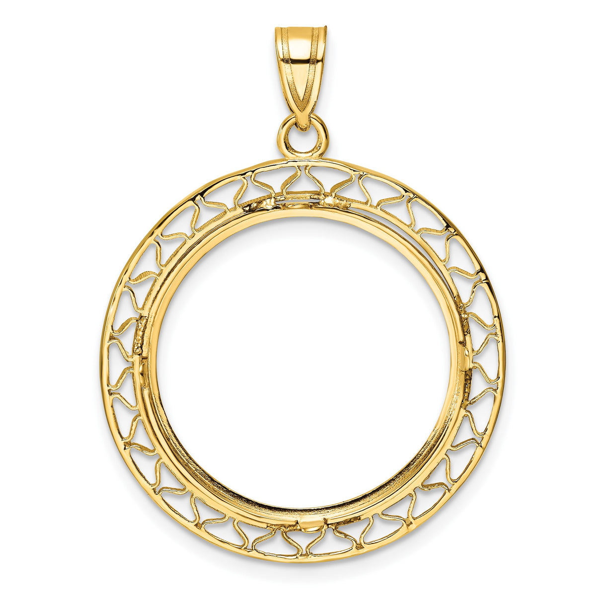 22 mm 14k Yellow Gold coin bezel pendant for US $10 American Buffalo — additional image