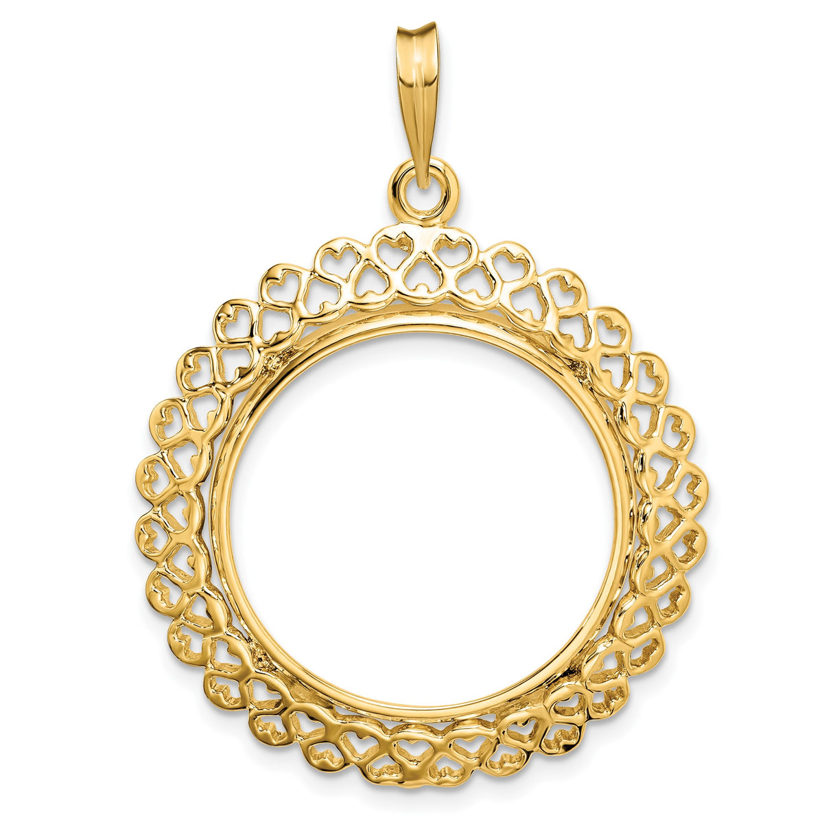 22 mm 14k Yellow Gold coin bezel pendant for US $10 American Buffalo