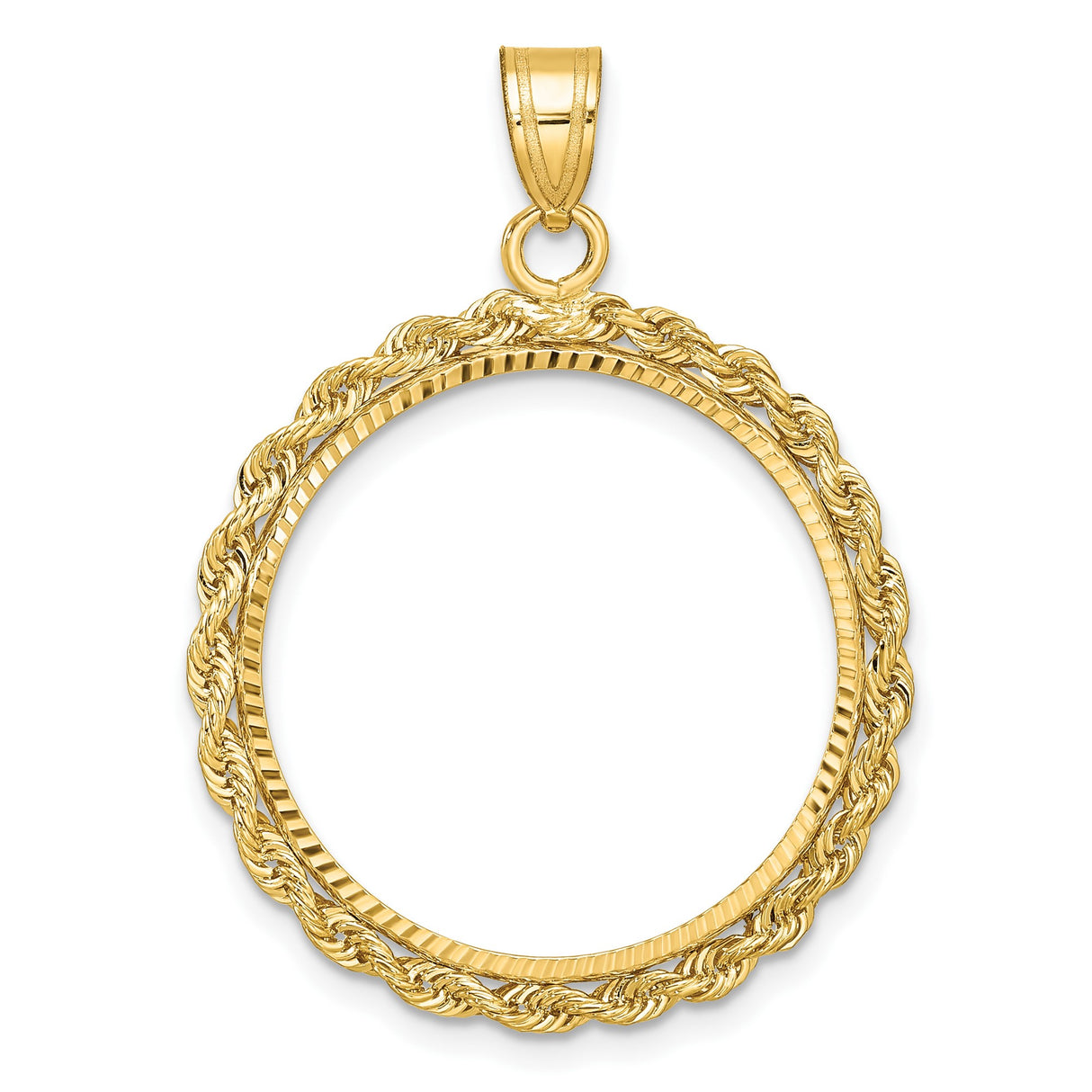 22 mm 14k Yellow Gold coin bezel pendant for US $10 American Buffalo