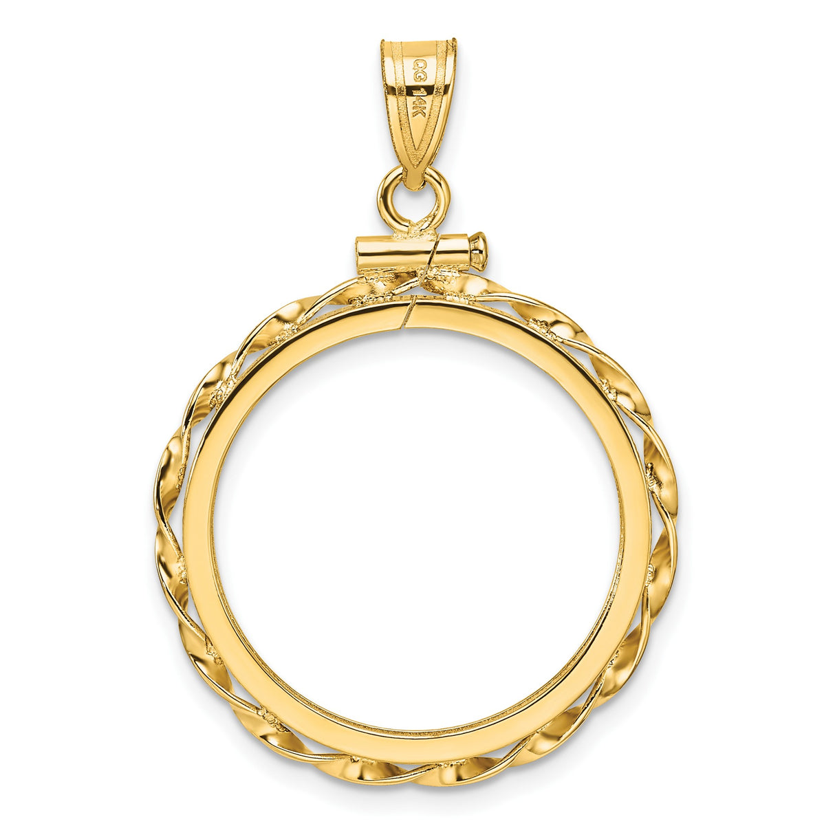 22 mm 14k Yellow Gold coin bezel pendant for US $10 American Buffalo — additional image