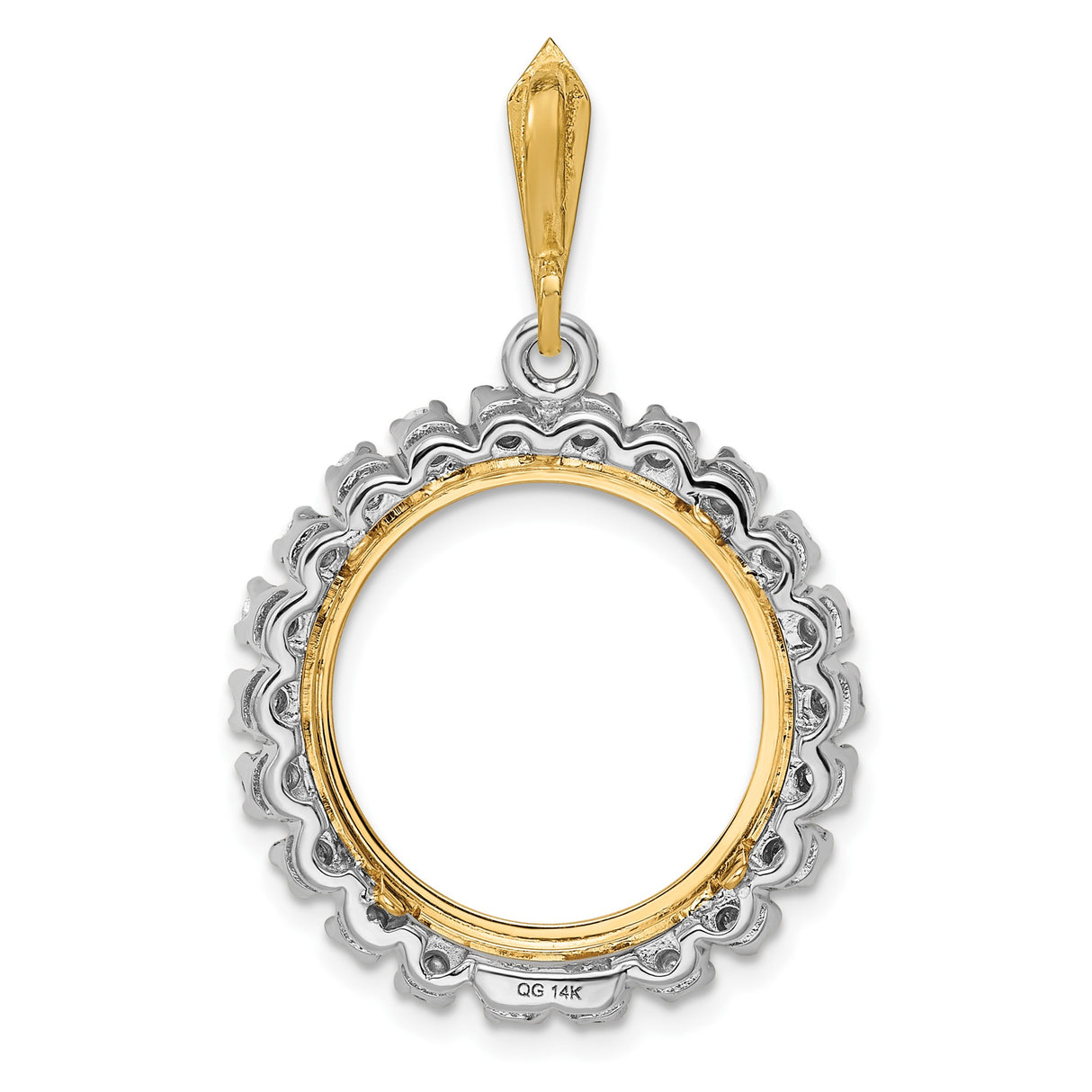 18 mm 14k Multi-Tone Gold coin bezel pendant for US 10¢ Dime - Barber — additional image