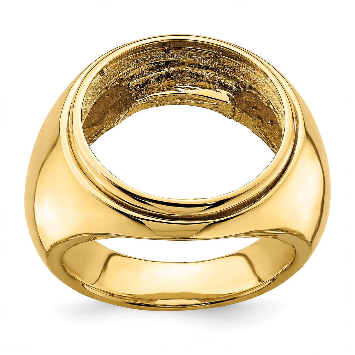 18 mm 14k Yellow Gold coin bezel ring for US 10¢ Dime - Barber — additional image