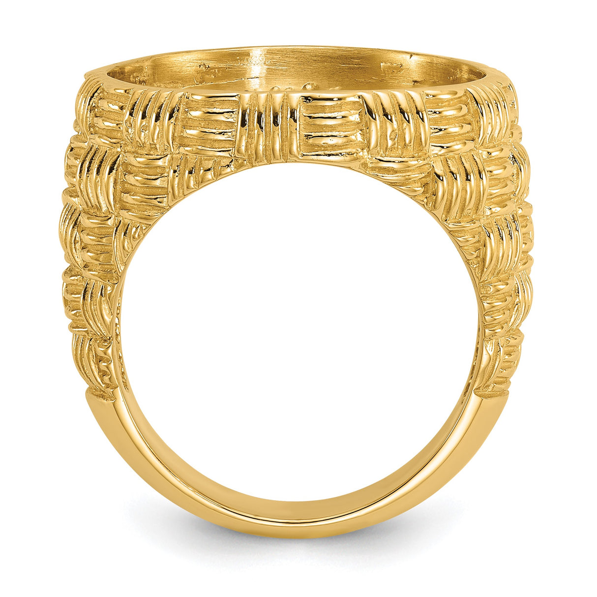 18 mm 14k Yellow Gold coin bezel ring for US 10¢ Dime - Barber — alternate view