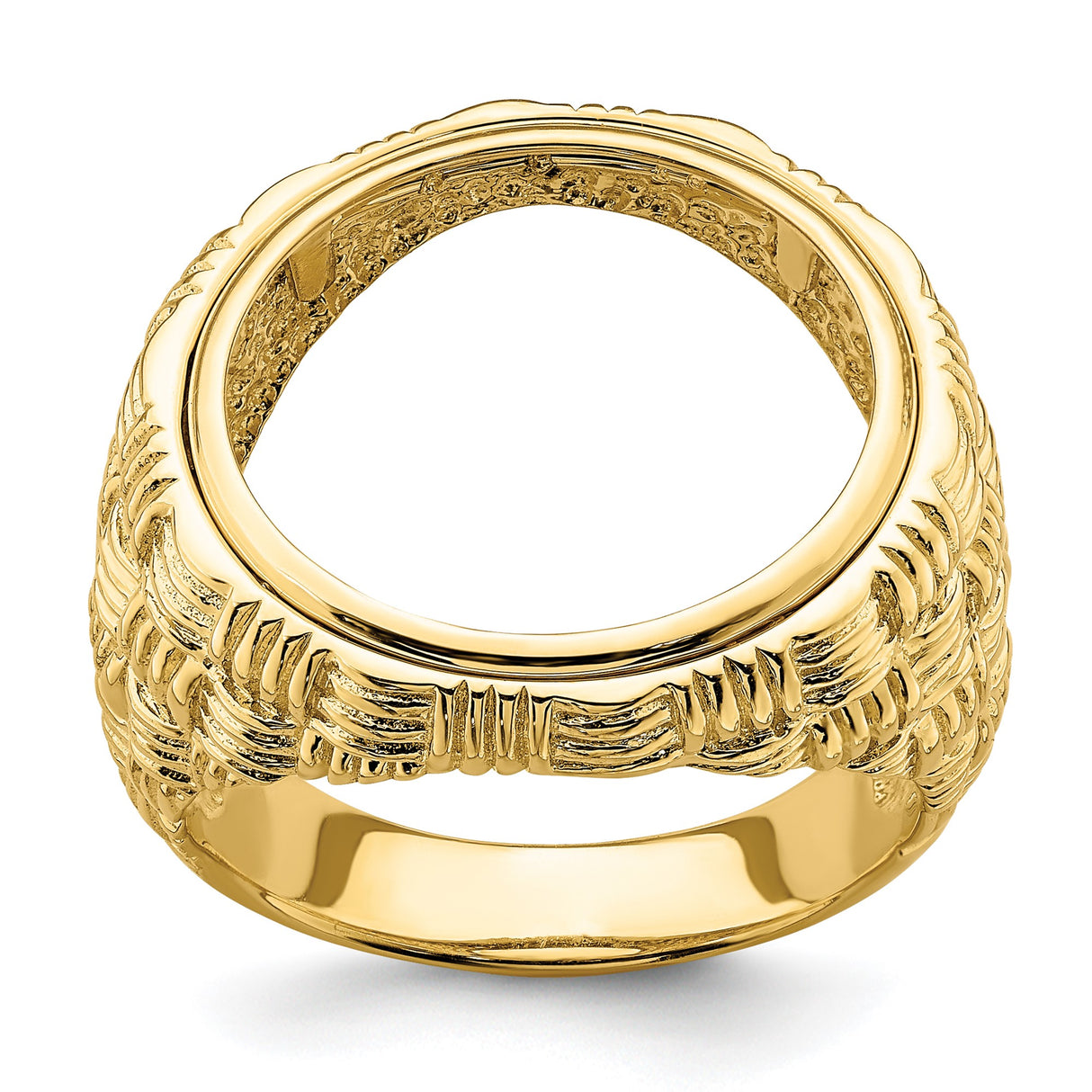 18 mm 14k Yellow Gold coin bezel ring for US 10¢ Dime - Barber — additional image