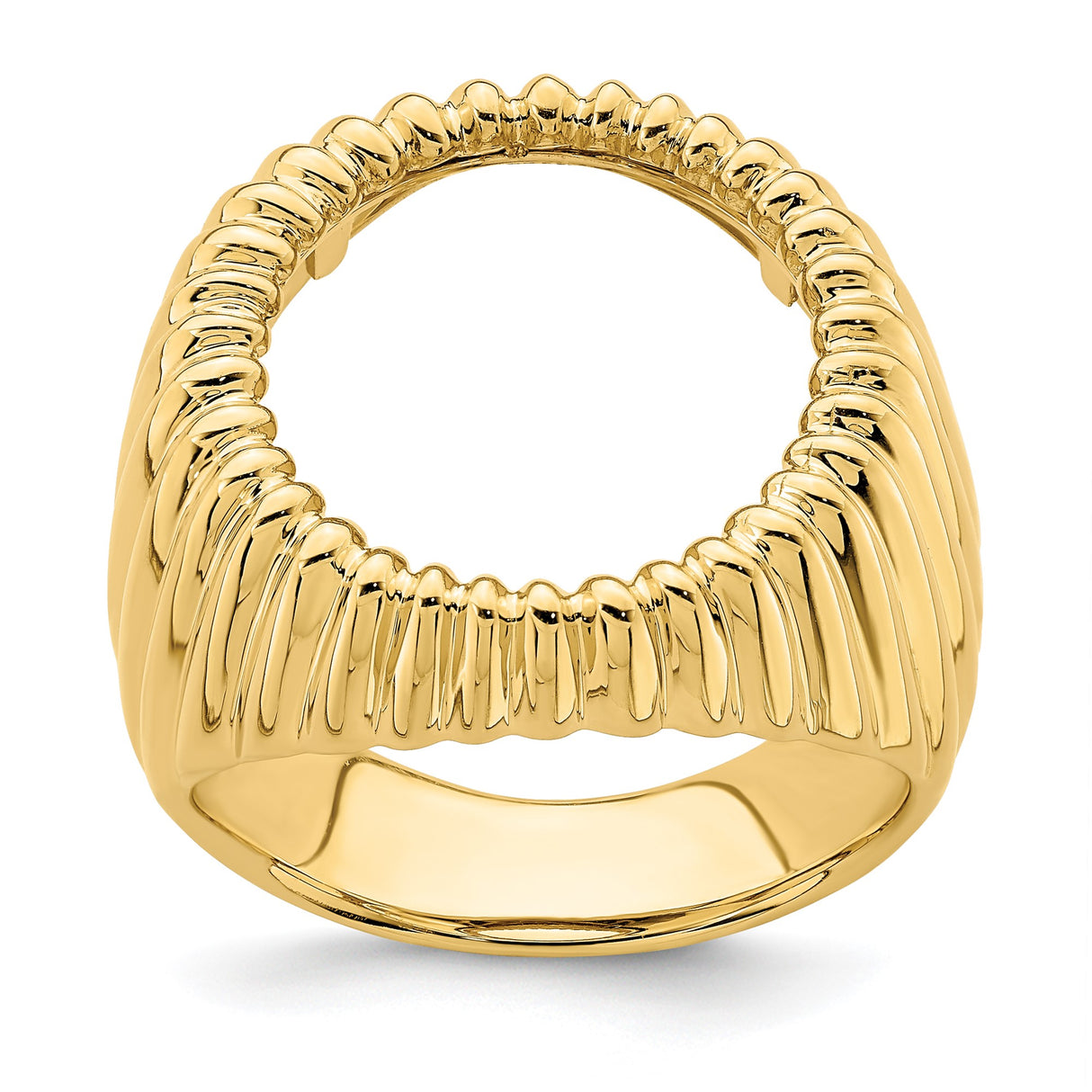 18 mm 14k Yellow Gold coin bezel ring for US 10¢ Dime - Barber — additional image