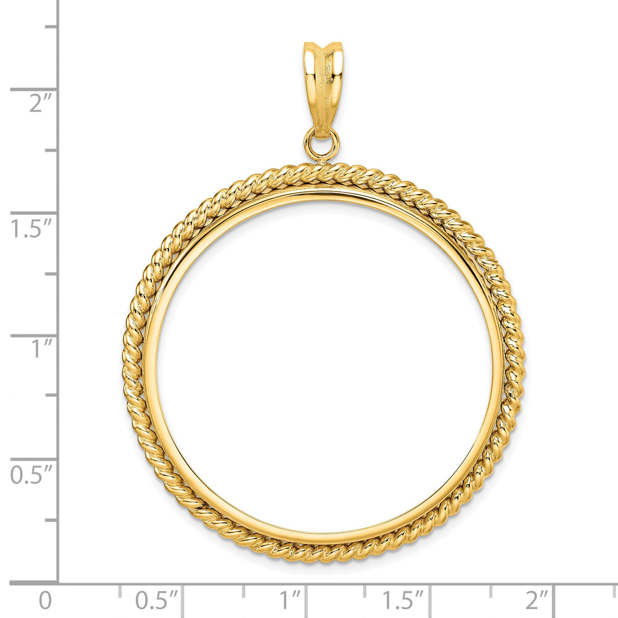 38 mm 14k Yellow Gold coin bezel pendant for US $1 Dollar - Eisenhower — size reference (ruler)