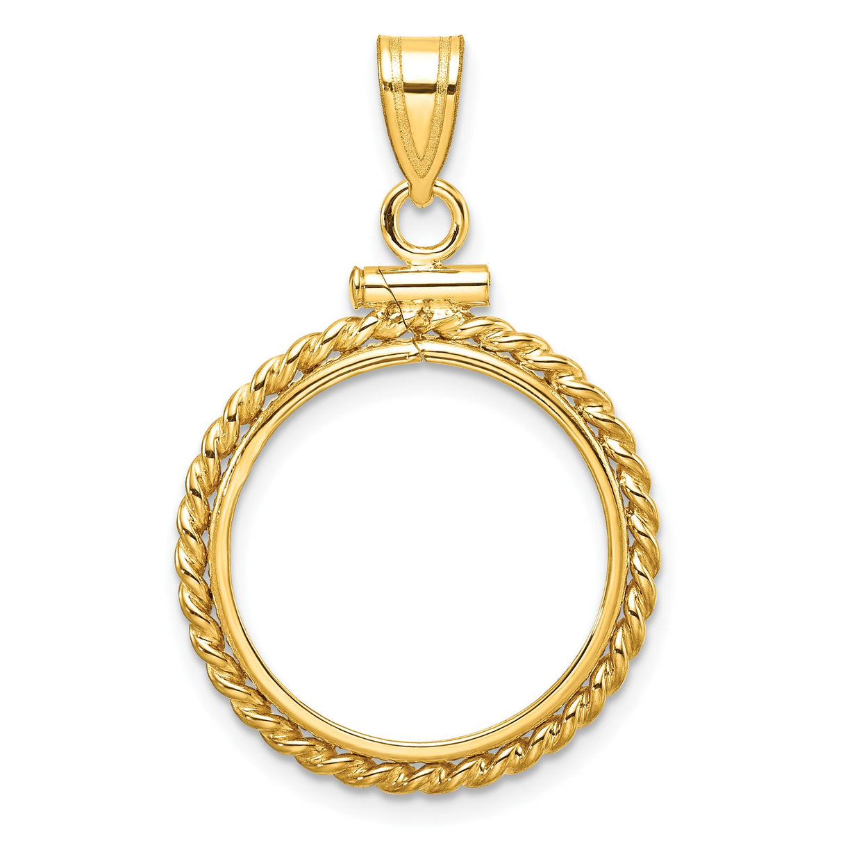 18 mm 14k Yellow Gold coin bezel pendant for US $2.50 Classic Head Quarter Eagle