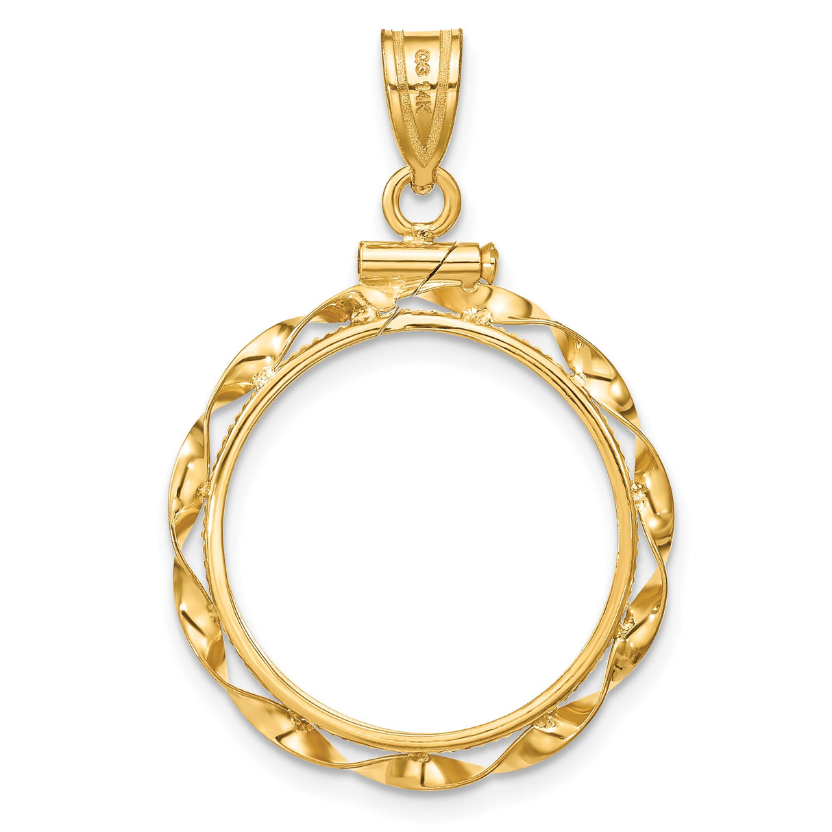 18 mm 14k Yellow Gold coin bezel pendant for US $2.50 Classic Head Quarter Eagle — additional image