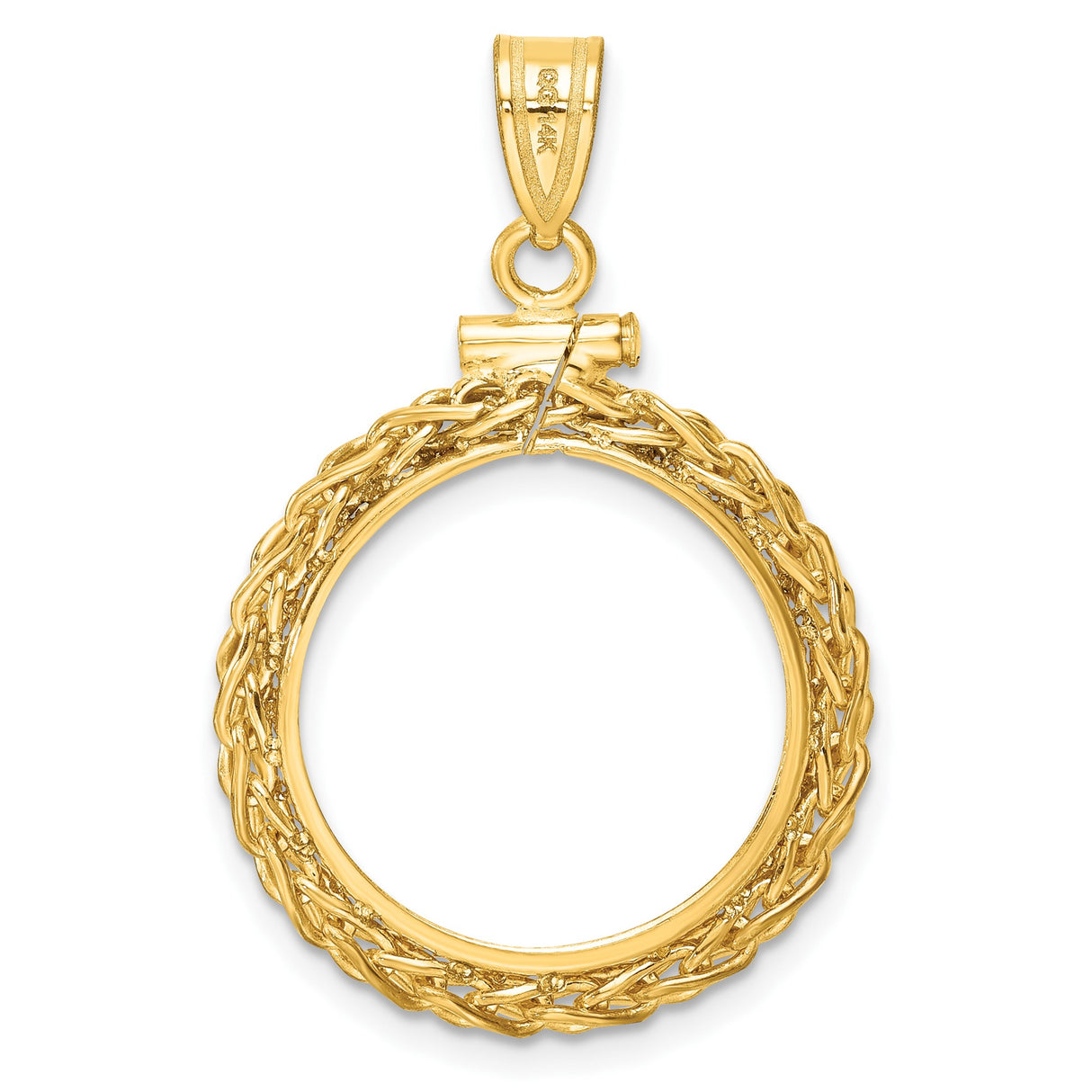 18 mm 14k Yellow Gold coin bezel pendant for US $2.50 Classic Head Quarter Eagle — additional image