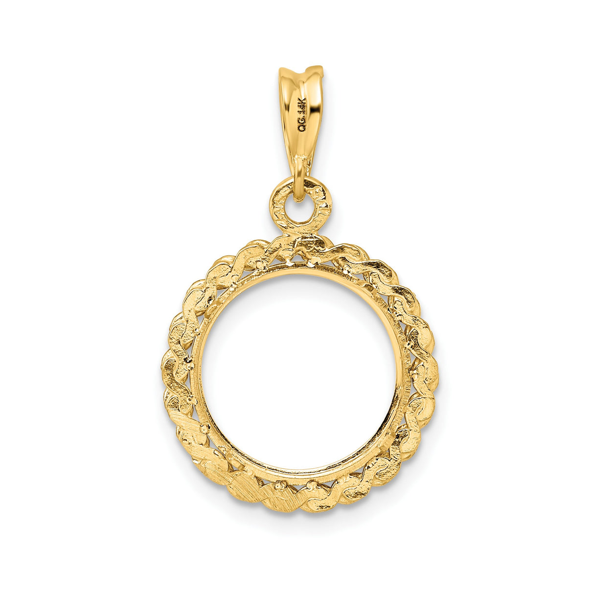 13 mm 14k Yellow Gold coin bezel pendant for US $1 Indian Princess Type 1 — additional image
