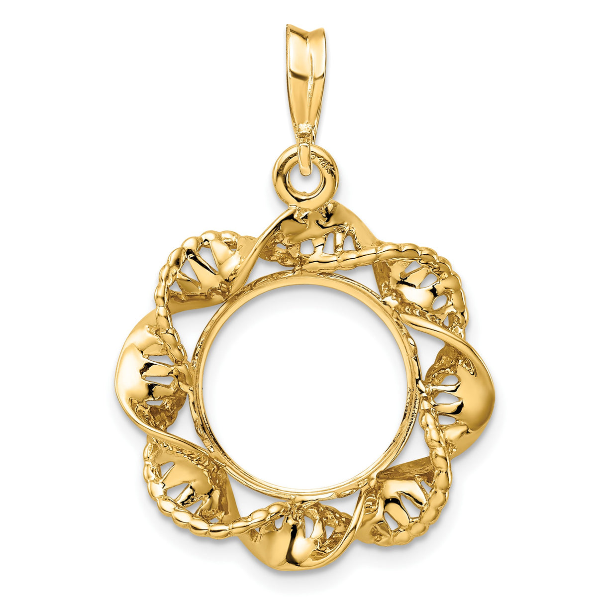 13 mm 14k Yellow Gold coin bezel pendant for US $1 Indian Princess Type 1 — additional image