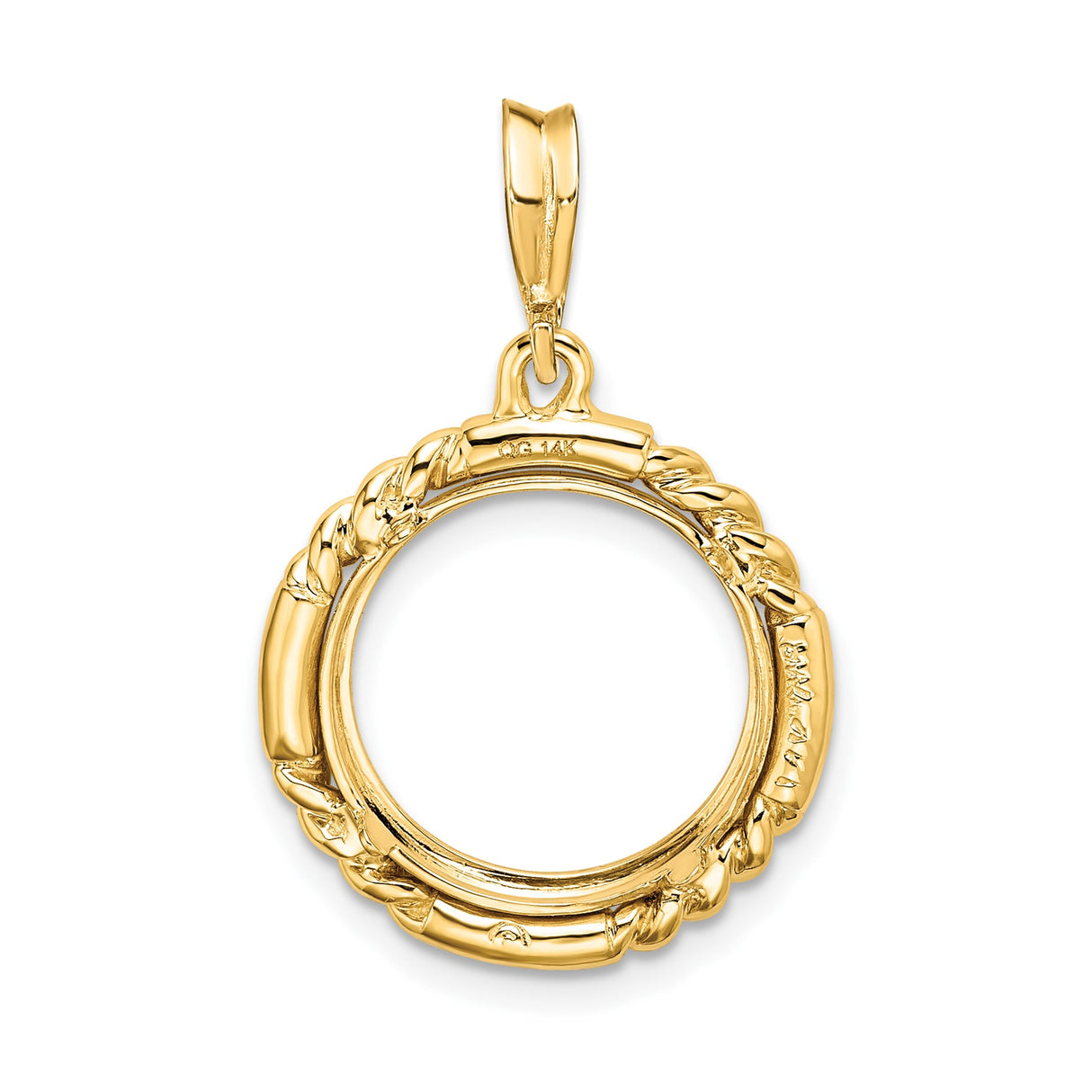 13 mm 14k Yellow Gold coin bezel pendant for US $1 Indian Princess Type 1 — additional image