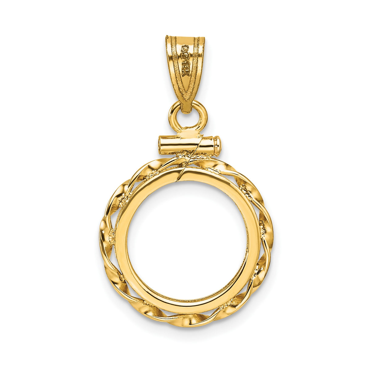13 mm 14k Yellow Gold coin bezel pendant for US $1 Indian Princess Type 1 — additional image