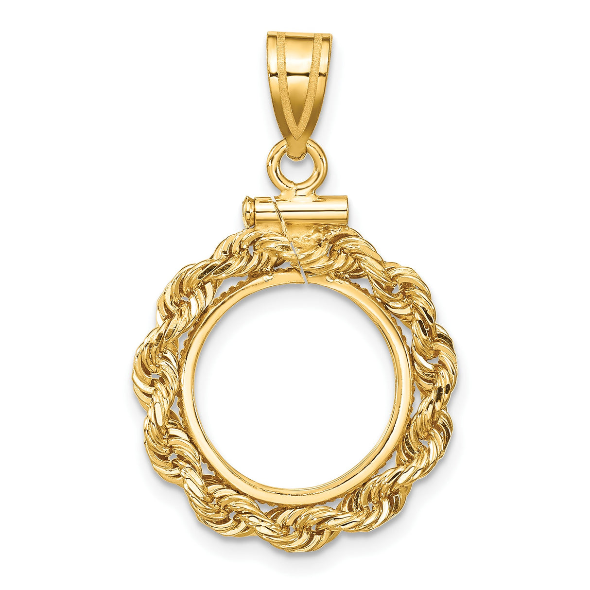 13 mm 14k Yellow Gold coin bezel pendant for US $1 Indian Princess Type 1