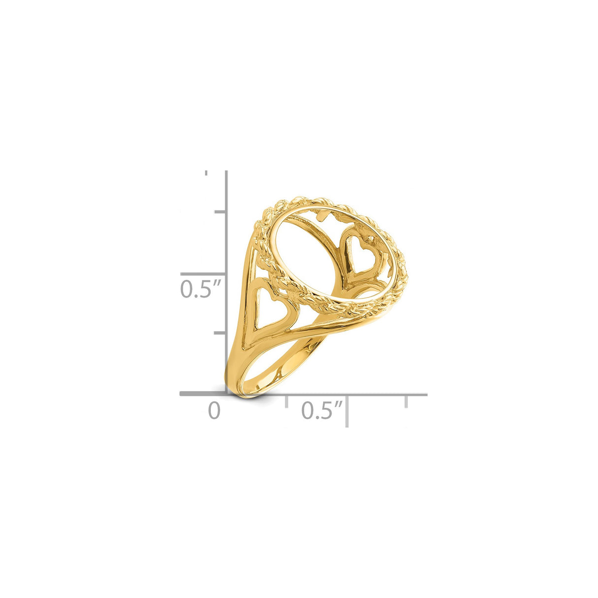 13 mm 14k Yellow Gold coin bezel ring for US $1 Indian Princess Type 1 β size reference (ruler)