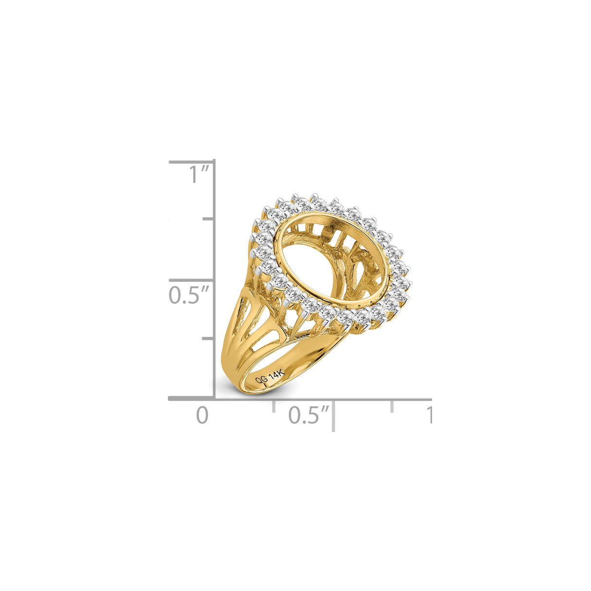 13 mm 14k Yellow Gold coin bezel ring for US $1 Indian Princess Type 1 β size reference (ruler)